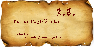 Kolba Boglárka névjegykártya