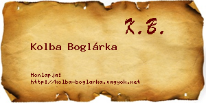 Kolba Boglárka névjegykártya