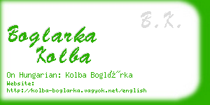 boglarka kolba business card